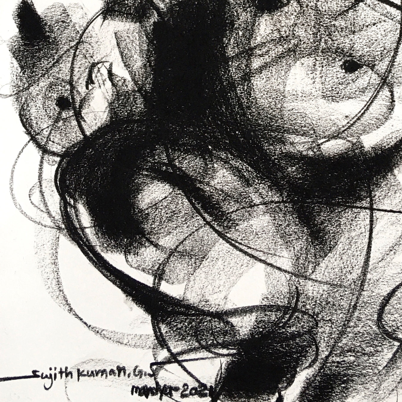 Charcoal Ganesha-1 - SUJITH KUMAR GS MANDYA Art Studio Gallery (SKGSM Art Studio Gallery)