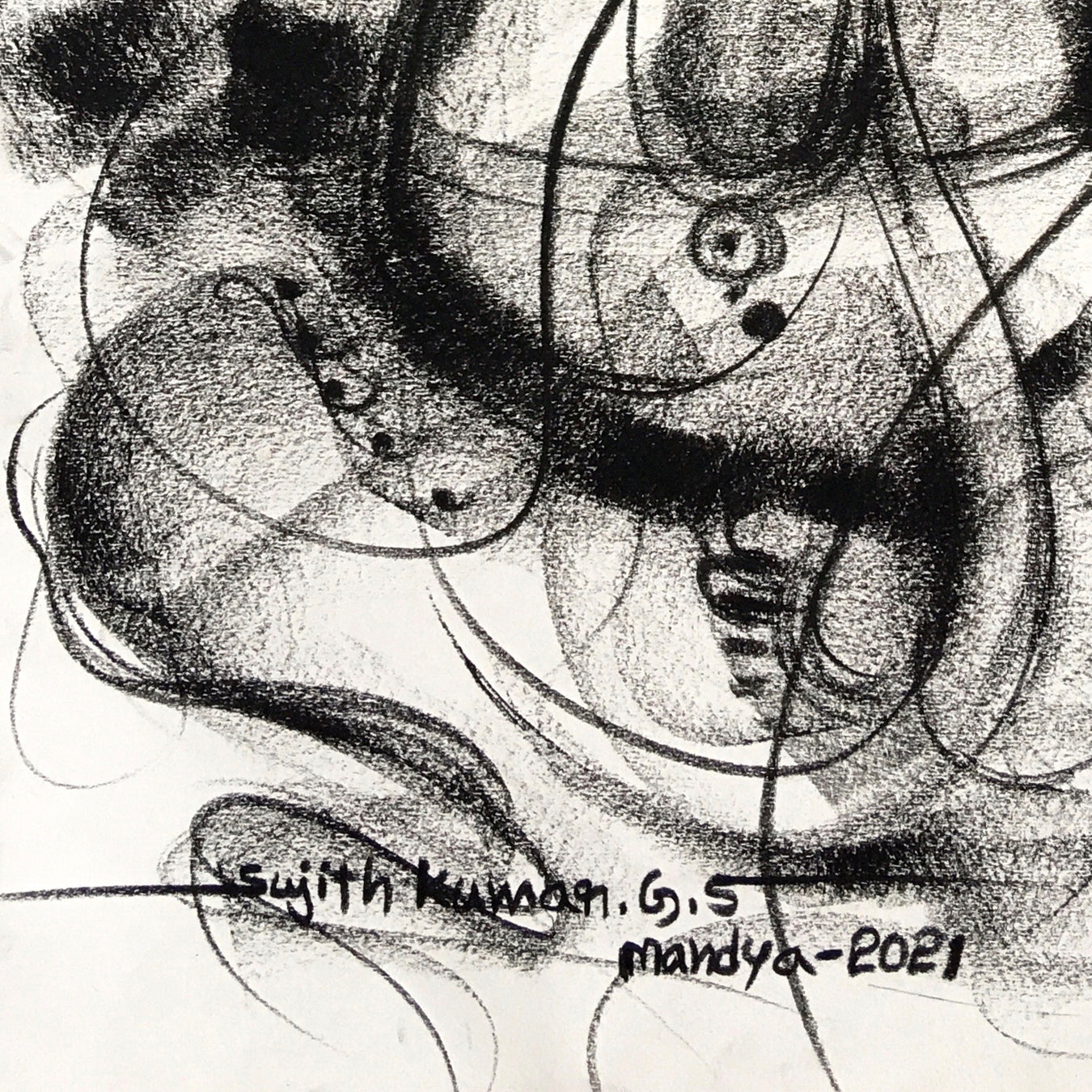 Charcoal Ganesha-6 - SUJITH KUMAR GS MANDYA Art Studio Gallery (SKGSM Art Studio Gallery)