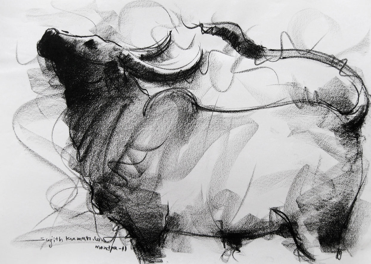 Bull Drawing-008 - SUJITH KUMAR GS MANDYA Art Studio Gallery (SKGSM Art Studio Gallery)
