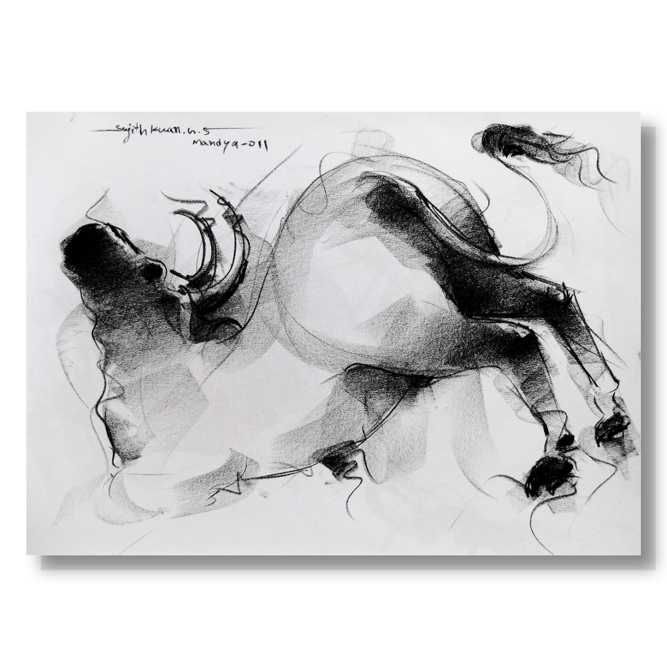 Bull Drawing-013 - SUJITH KUMAR GS MANDYA Art Studio Gallery (SKGSM Art Studio Gallery)