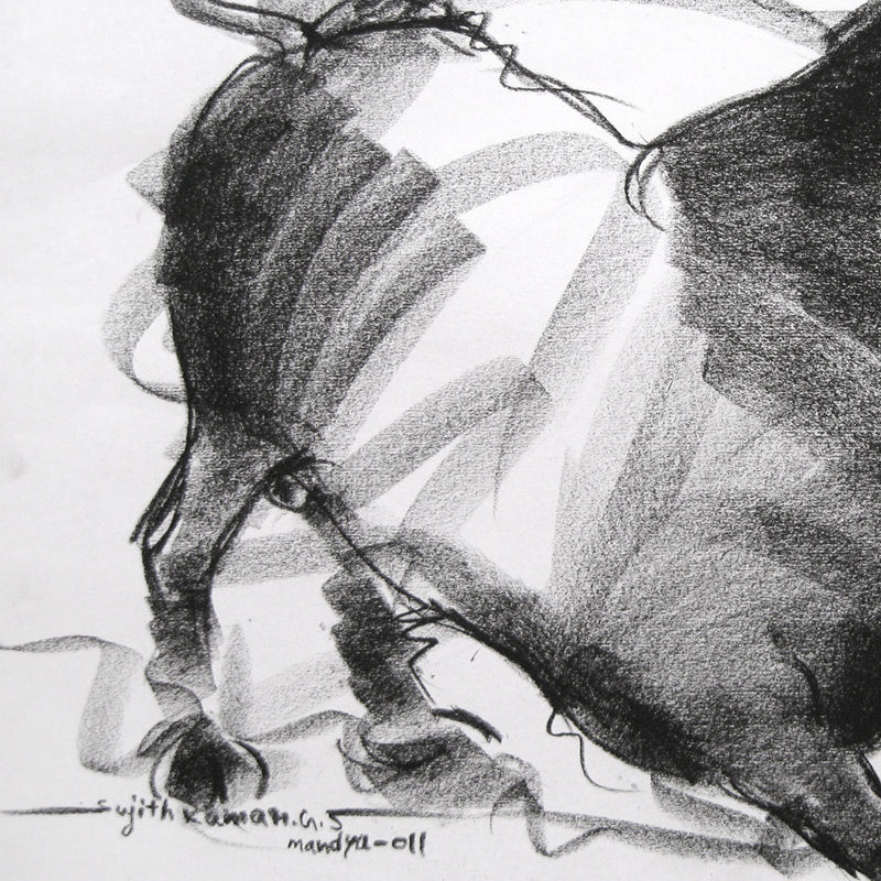 Bull Drawing-018 - SUJITH KUMAR GS MANDYA Art Studio Gallery (SKGSM Art Studio Gallery)