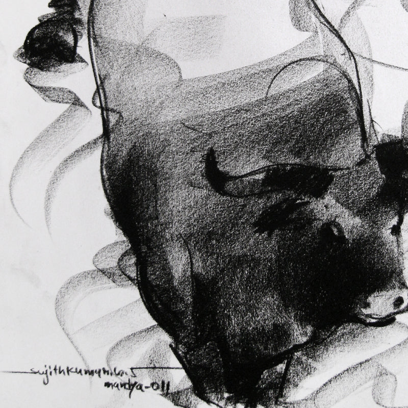 Bull Drawing-021 - SUJITH KUMAR GS MANDYA Art Studio Gallery (SKGSM Art Studio Gallery)