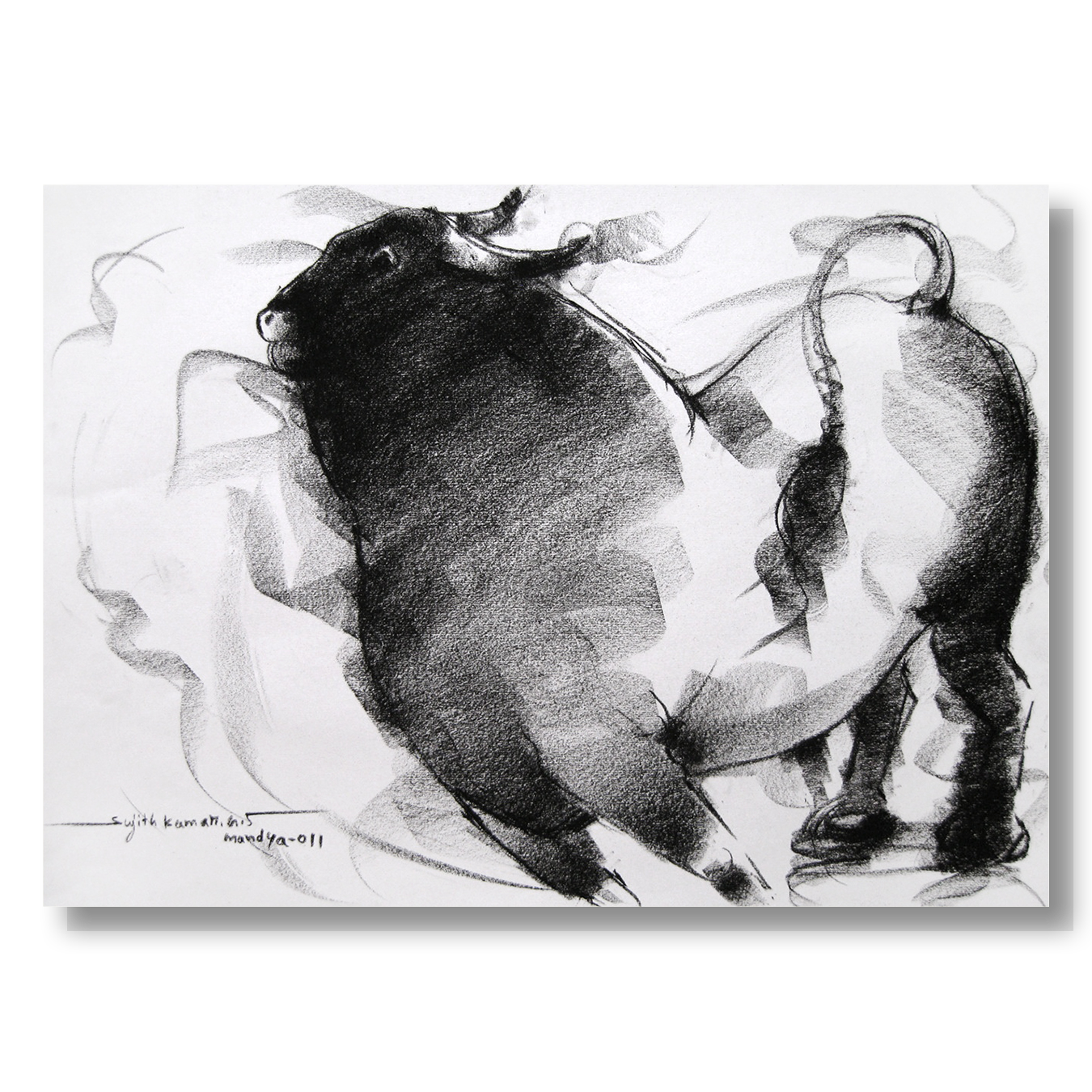 Bull Drawing-022 - SUJITH KUMAR GS MANDYA Art Studio Gallery (SKGSM Art Studio Gallery)