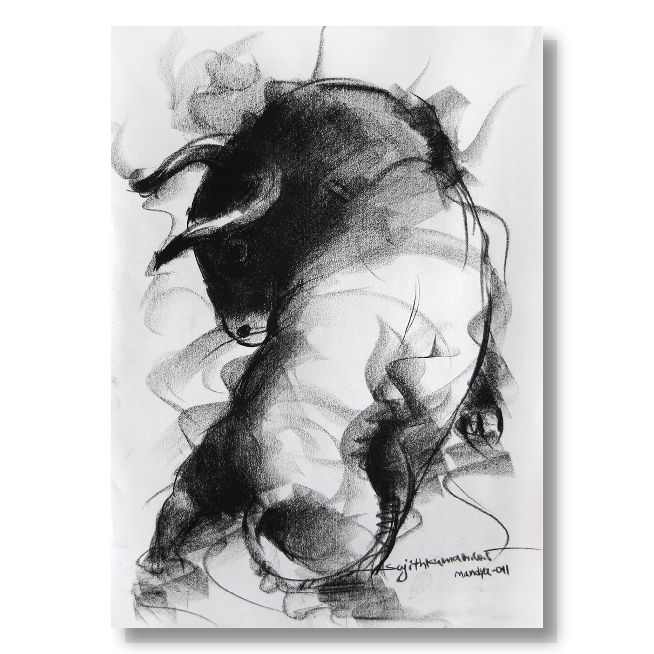 Bull Drawing-025 - SUJITH KUMAR GS MANDYA Art Studio Gallery (SKGSM Art Studio Gallery)