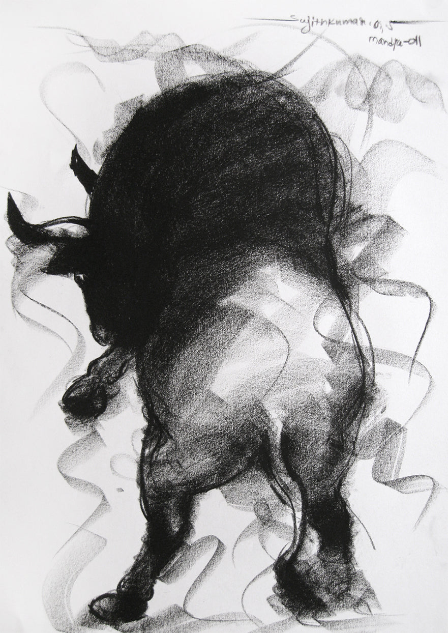 Bull Drawing-029 - SUJITH KUMAR GS MANDYA Art Studio Gallery (SKGSM Art Studio Gallery)