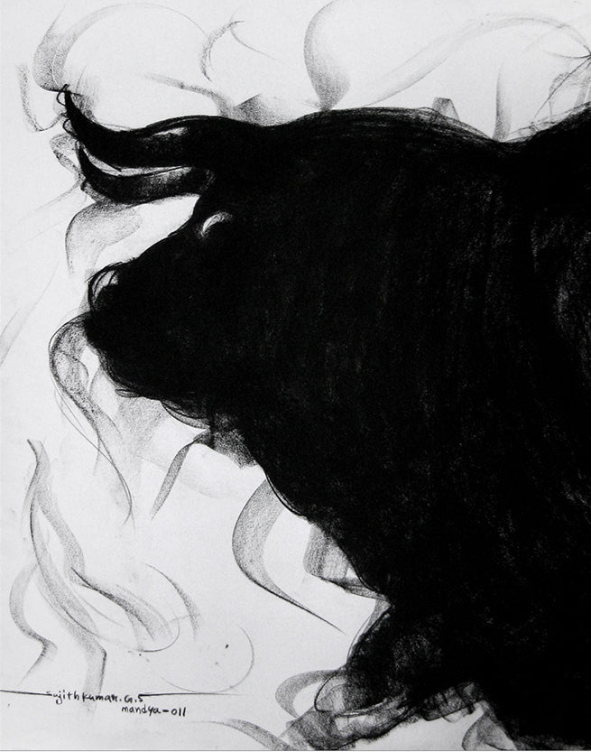 Bull Drawing-058 - SUJITH KUMAR GS MANDYA Art Studio Gallery (SKGSM Art Studio Gallery)