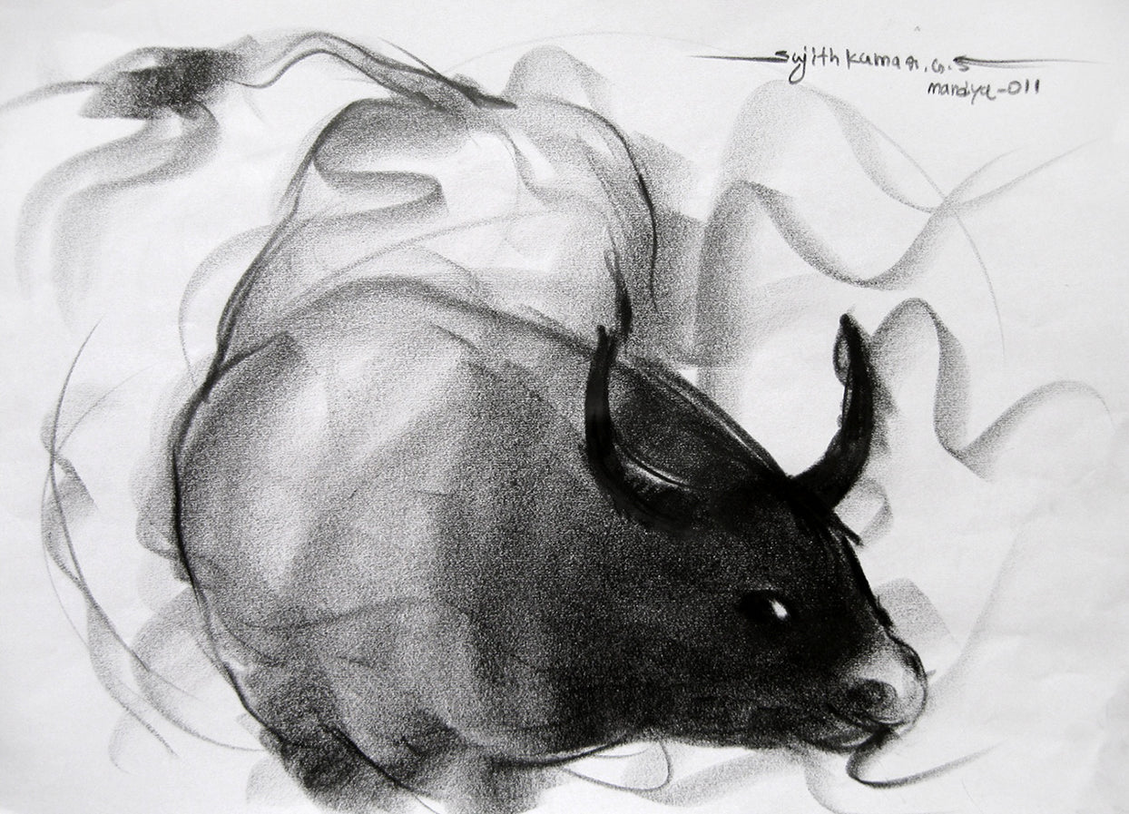 Bull Drawing-065 - SUJITH KUMAR GS MANDYA Art Studio Gallery (SKGSM Art Studio Gallery)