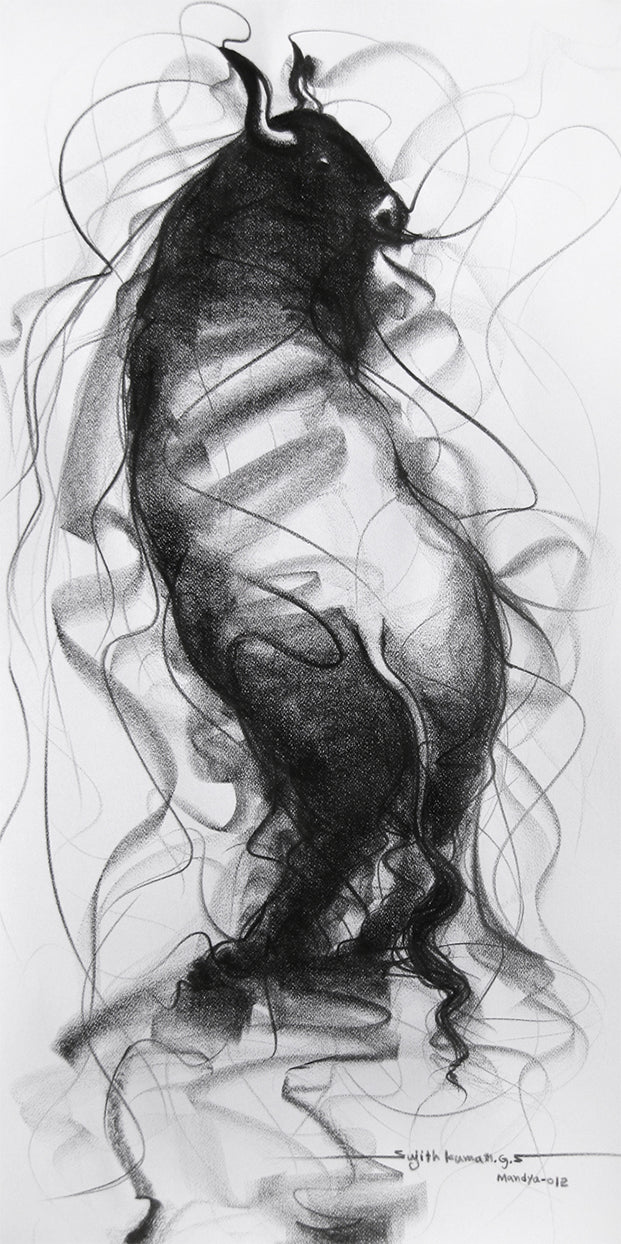 Bull Drawing-109 - SUJITH KUMAR GS MANDYA Art Studio Gallery (SKGSM Art Studio Gallery)