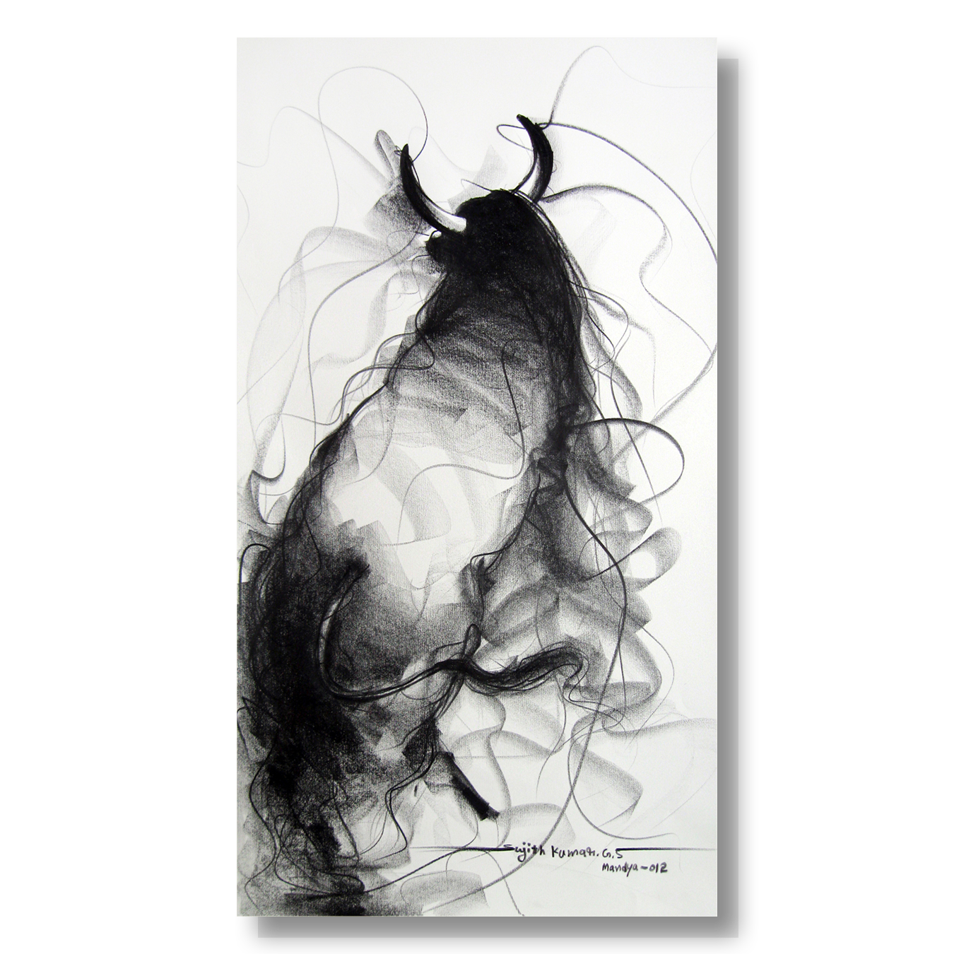 Bull Drawing-110 - SUJITH KUMAR GS MANDYA Art Studio Gallery (SKGSM Art Studio Gallery)