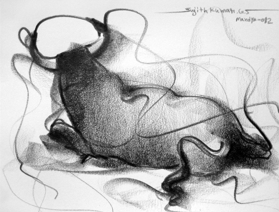 Bull Drawing-119 - SUJITH KUMAR GS MANDYA Art Studio Gallery (SKGSM Art Studio Gallery)