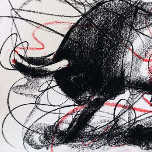 Bull Drawing-130 - SUJITH KUMAR GS MANDYA Art Studio Gallery (SKGSM Art Studio Gallery)