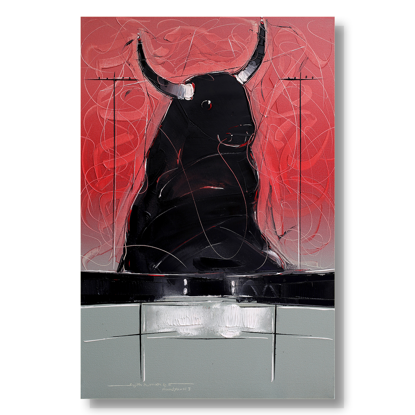 Bull-104 - SUJITH KUMAR GS MANDYA Art Studio Gallery (SKGSM Art Studio Gallery)