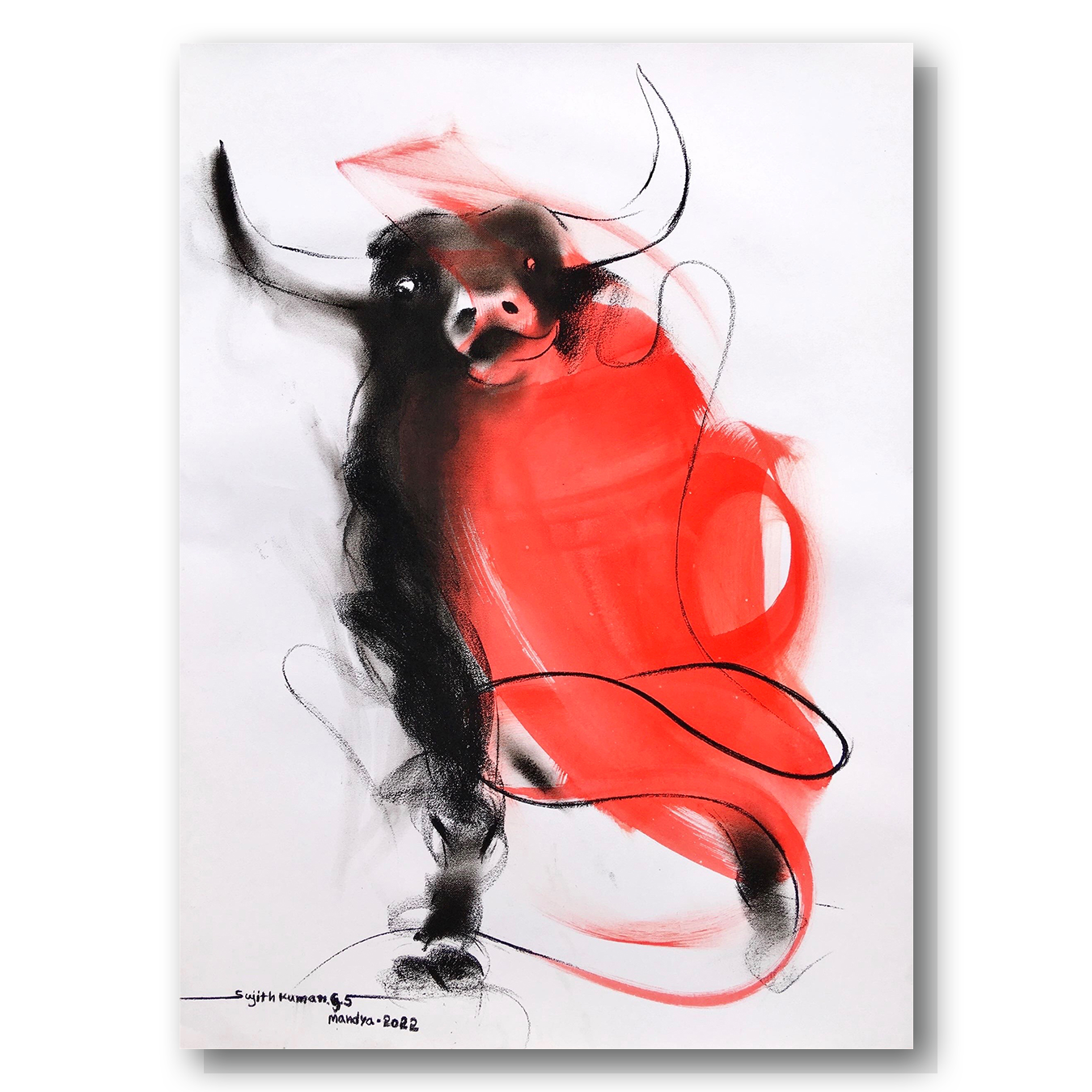 Bull-976 - SUJITH KUMAR GS MANDYA Art Studio Gallery (SKGSM Art Studio Gallery)