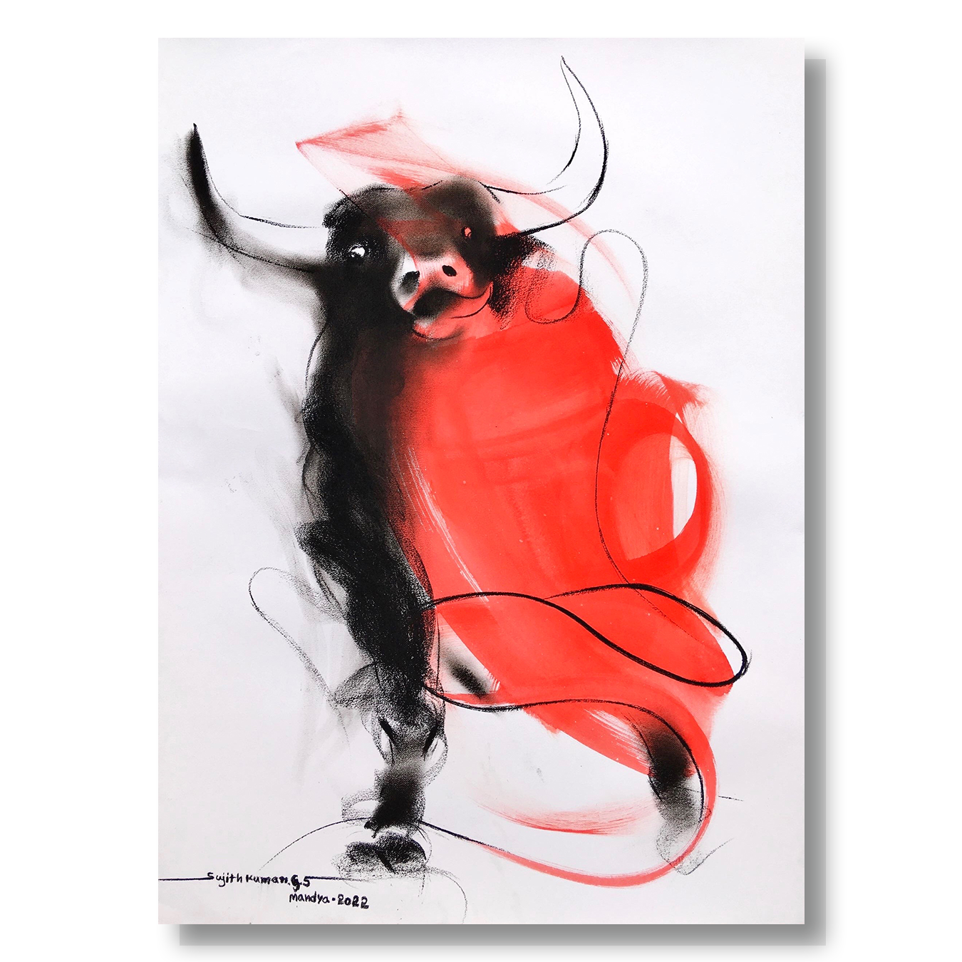 Bull-976 - SUJITH KUMAR GS MANDYA Art Studio Gallery (SKGSM Art Studio Gallery)