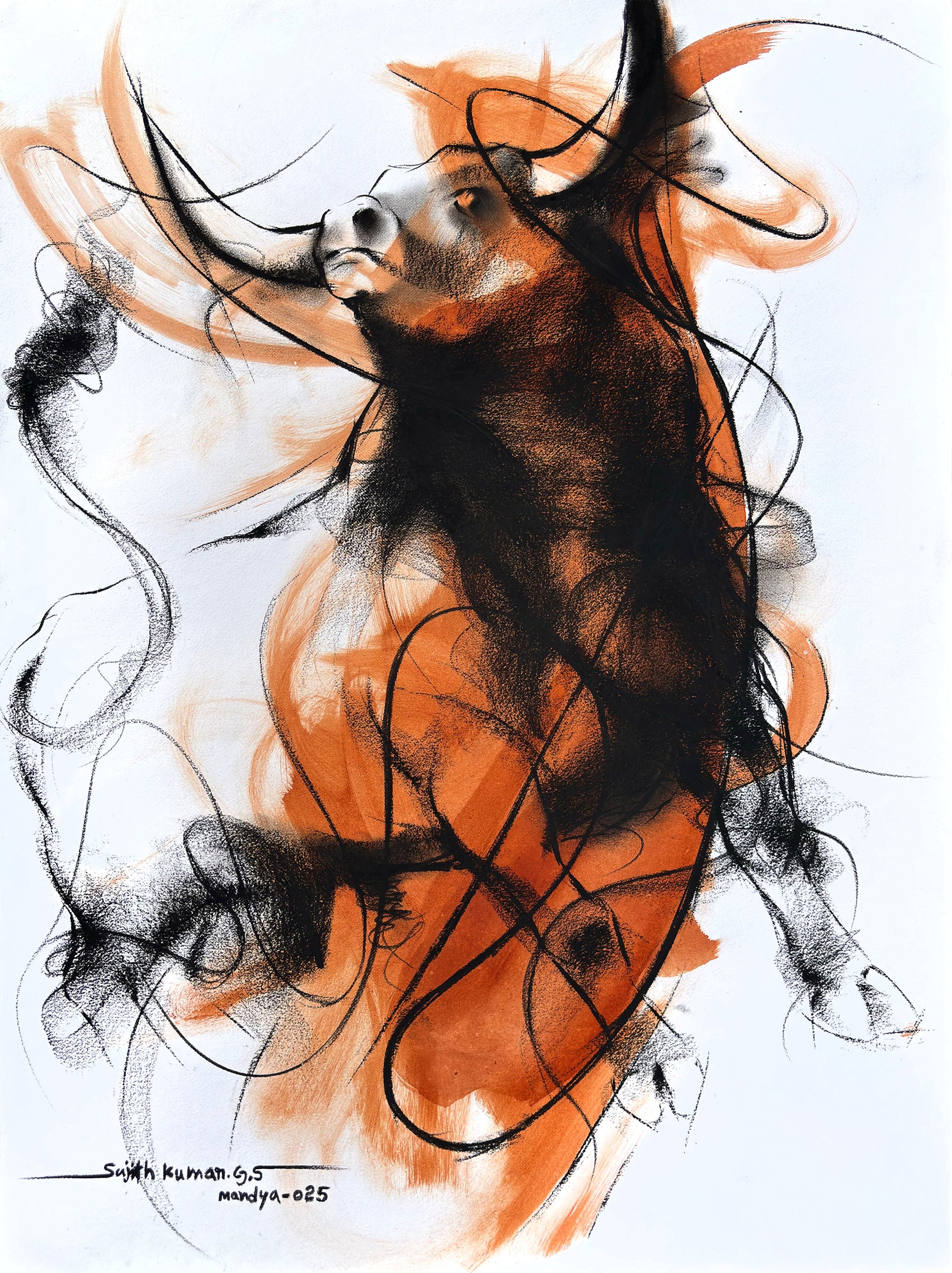 Bull-998 - SUJITH KUMAR GS MANDYA Art Studio Gallery (SKGSM Art Studio Gallery)