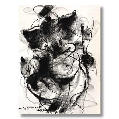 Charcoal Ganesha-1 - SUJITH KUMAR GS MANDYA Art Studio Gallery (SKGSM Art Studio Gallery)