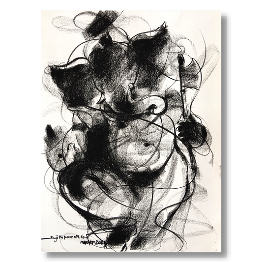 Charcoal Ganesha-1 - SUJITH KUMAR GS MANDYA Art Studio Gallery (SKGSM Art Studio Gallery)