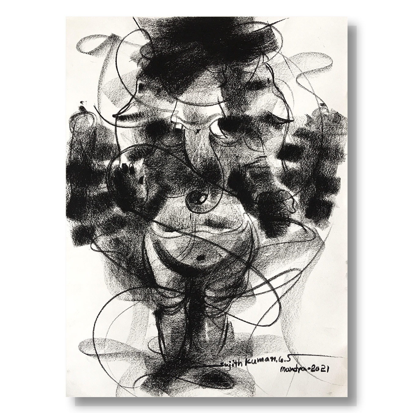 Charcoal Ganesha-2 - SUJITH KUMAR GS MANDYA Art Studio Gallery (SKGSM Art Studio Gallery)