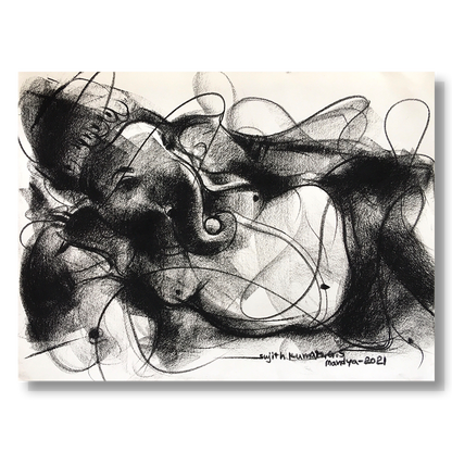 Charcoal Ganesha-3 - SUJITH KUMAR GS MANDYA Art Studio Gallery (SKGSM Art Studio Gallery)