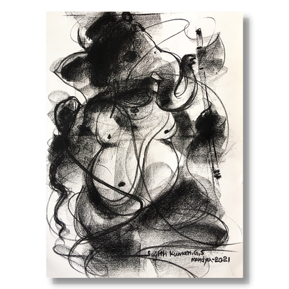Charcoal Ganesha-4 - SUJITH KUMAR GS MANDYA Art Studio Gallery (SKGSM Art Studio Gallery)