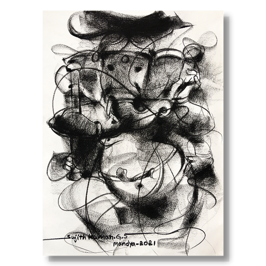 Charcoal Ganesha-5 - SUJITH KUMAR GS MANDYA Art Studio Gallery (SKGSM Art Studio Gallery)