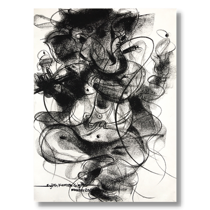 Charcoal Ganesha-8 - SUJITH KUMAR GS MANDYA Art Studio Gallery (SKGSM Art Studio Gallery)