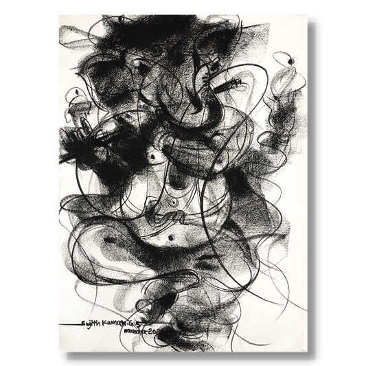Charcoal Ganesha-8 - SUJITH KUMAR GS MANDYA Art Studio Gallery (SKGSM Art Studio Gallery)