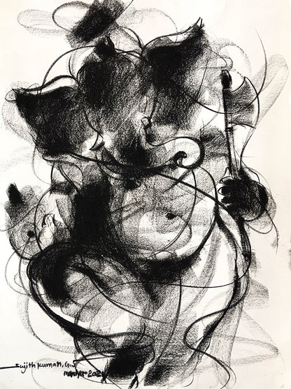 Charcoal Ganesha-1 - SUJITH KUMAR GS MANDYA Art Studio Gallery (SKGSM Art Studio Gallery)