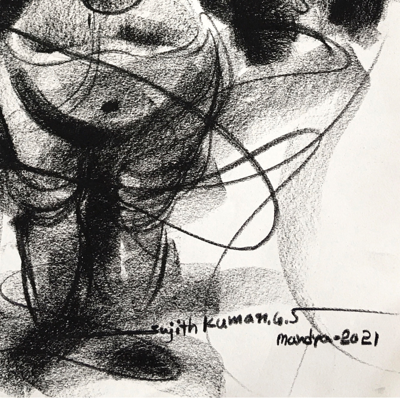 Charcoal Ganesha-2 - SUJITH KUMAR GS MANDYA Art Studio Gallery (SKGSM Art Studio Gallery)
