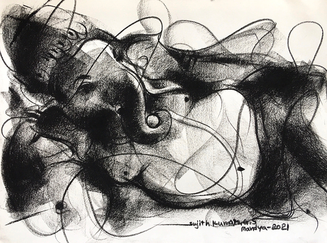 Charcoal Ganesha-3 - SUJITH KUMAR GS MANDYA Art Studio Gallery (SKGSM Art Studio Gallery)