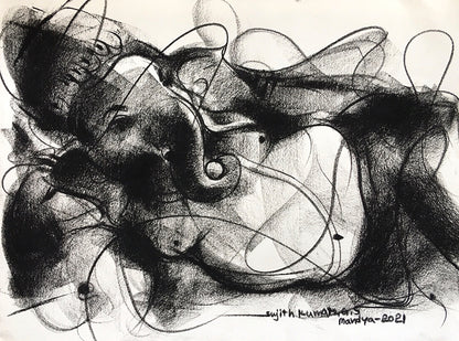 Charcoal Ganesha-3 - SUJITH KUMAR GS MANDYA Art Studio Gallery (SKGSM Art Studio Gallery)