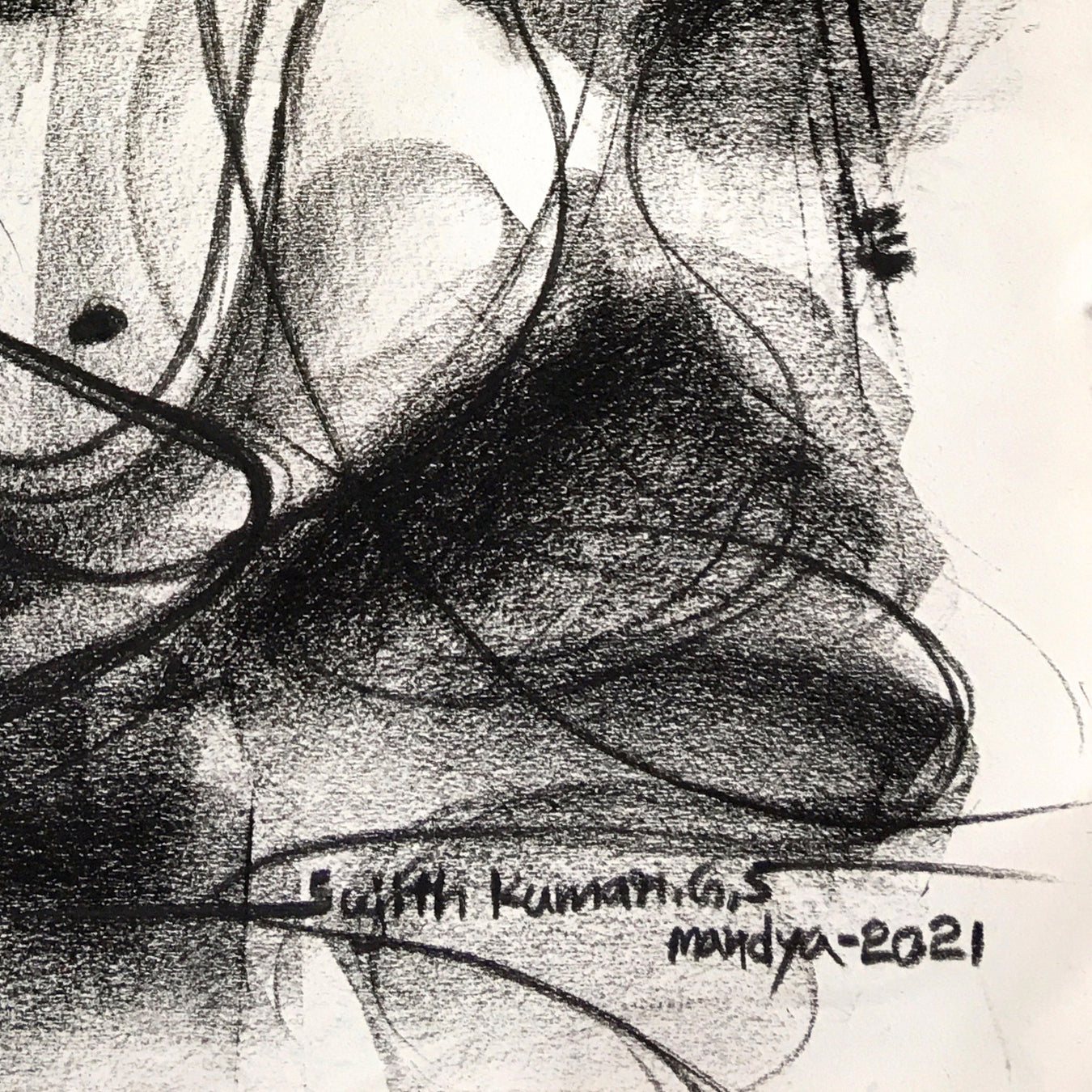 Charcoal Ganesha-4 - SUJITH KUMAR GS MANDYA Art Studio Gallery (SKGSM Art Studio Gallery)