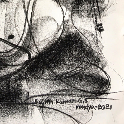 Charcoal Ganesha-4 - SUJITH KUMAR GS MANDYA Art Studio Gallery (SKGSM Art Studio Gallery)