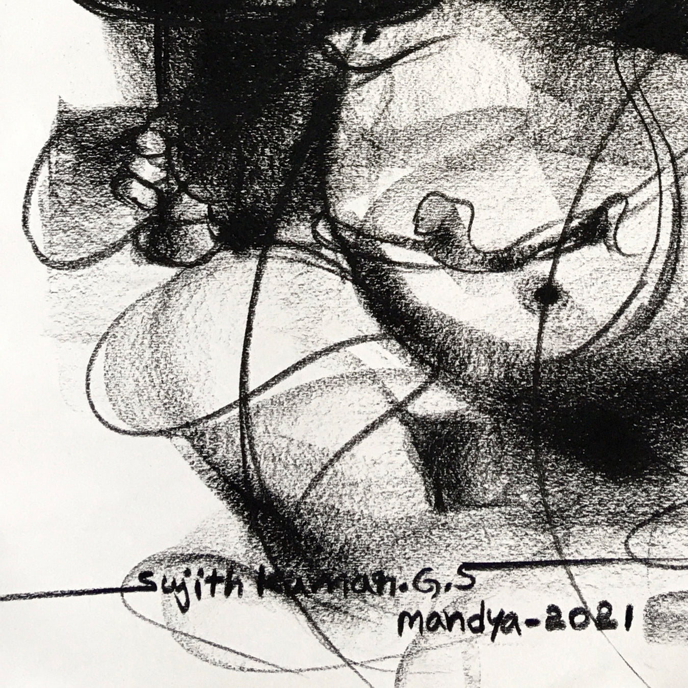 Charcoal Ganesha-5 - SUJITH KUMAR GS MANDYA Art Studio Gallery (SKGSM Art Studio Gallery)