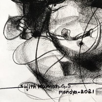 Charcoal Ganesha-5 - SUJITH KUMAR GS MANDYA Art Studio Gallery (SKGSM Art Studio Gallery)
