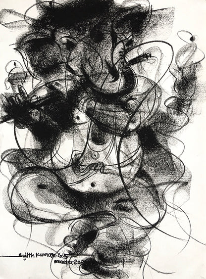 Charcoal Ganesha-8 - SUJITH KUMAR GS MANDYA Art Studio Gallery (SKGSM Art Studio Gallery)