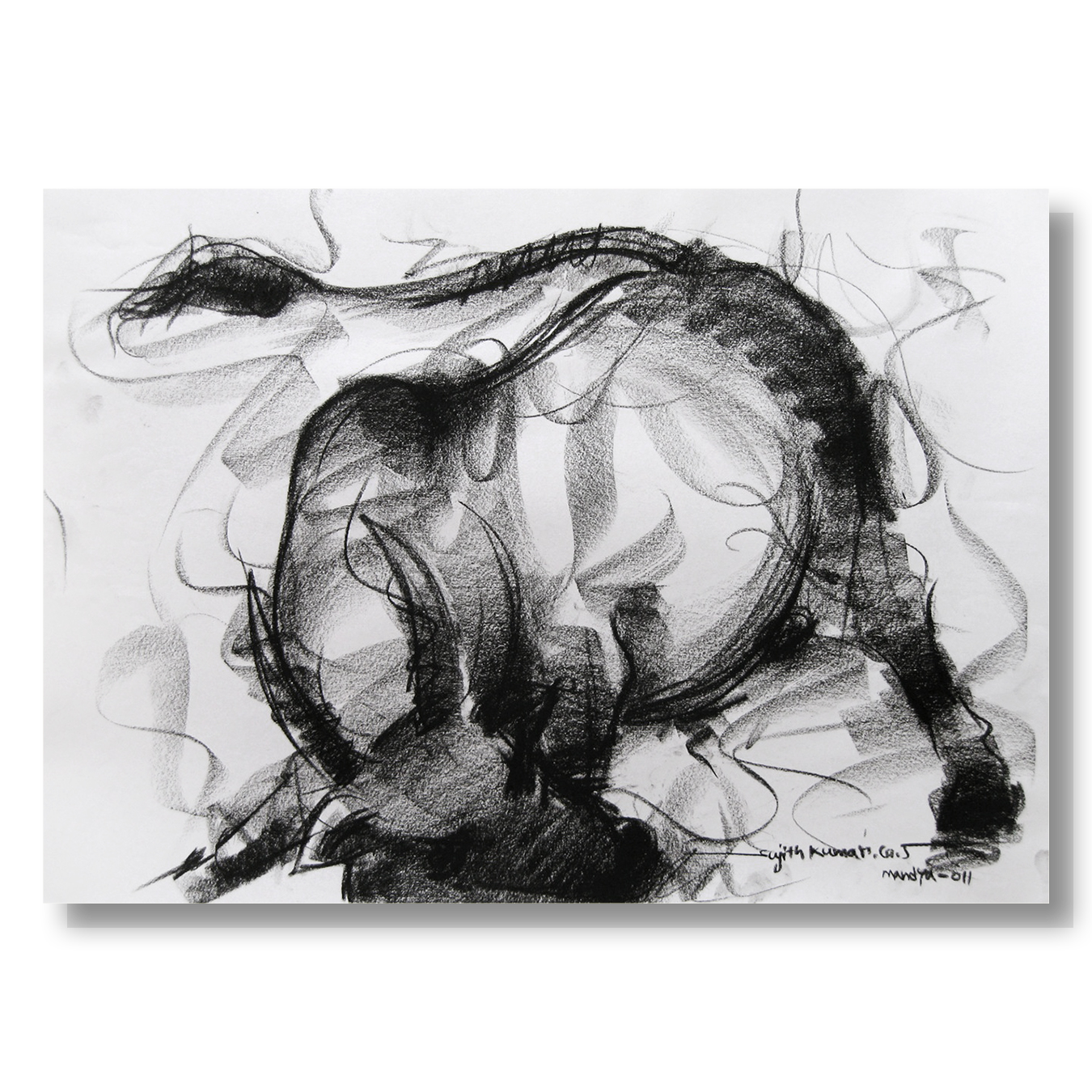 Bull Drawing-005a - SUJITH KUMAR GS MANDYA Art Studio Gallery (SKGSM Art Studio Gallery)