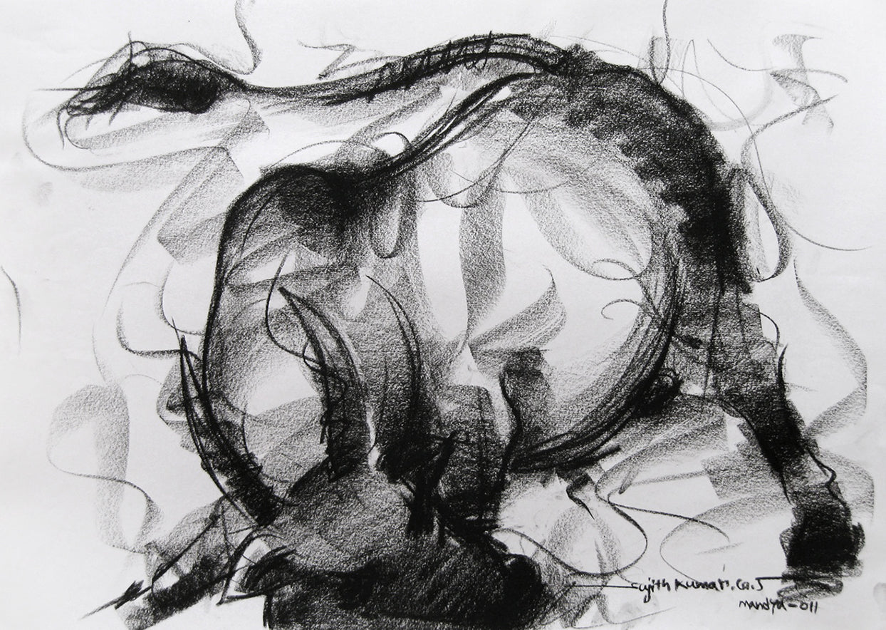 Bull Drawing-005a - SUJITH KUMAR GS MANDYA Art Studio Gallery (SKGSM Art Studio Gallery)