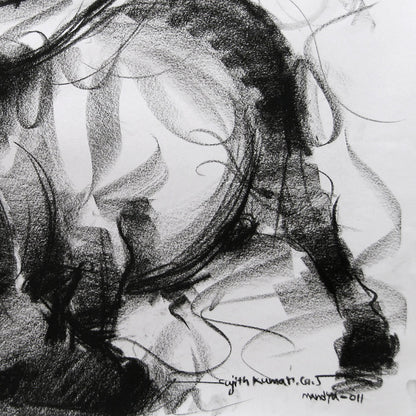 Bull Drawing-005a - SUJITH KUMAR GS MANDYA Art Studio Gallery (SKGSM Art Studio Gallery)