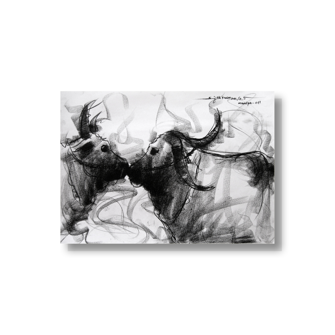 Bull Drawing-006a - SUJITH KUMAR GS MANDYA Art Studio Gallery (SKGSM Art Studio Gallery)