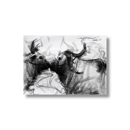 Bull Drawing-006a - SUJITH KUMAR GS MANDYA Art Studio Gallery (SKGSM Art Studio Gallery)