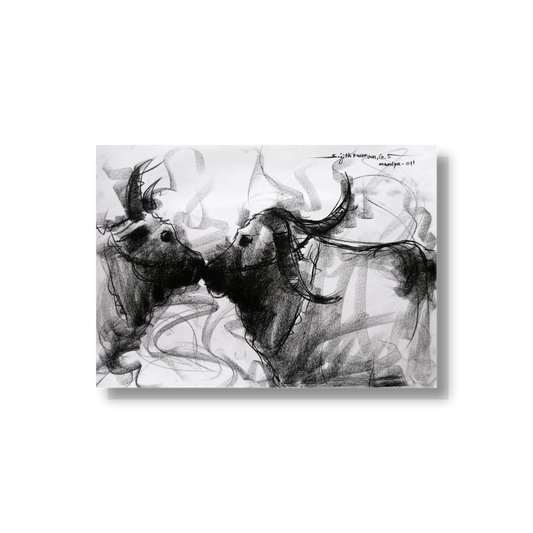 Bull Drawing-006a - SUJITH KUMAR GS MANDYA Art Studio Gallery (SKGSM Art Studio Gallery)