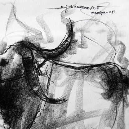Bull Drawing-006a - SUJITH KUMAR GS MANDYA Art Studio Gallery (SKGSM Art Studio Gallery)