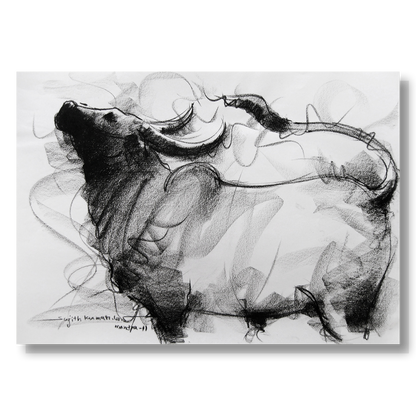 Bull Drawing-008 - SUJITH KUMAR GS MANDYA Art Studio Gallery (SKGSM Art Studio Gallery)