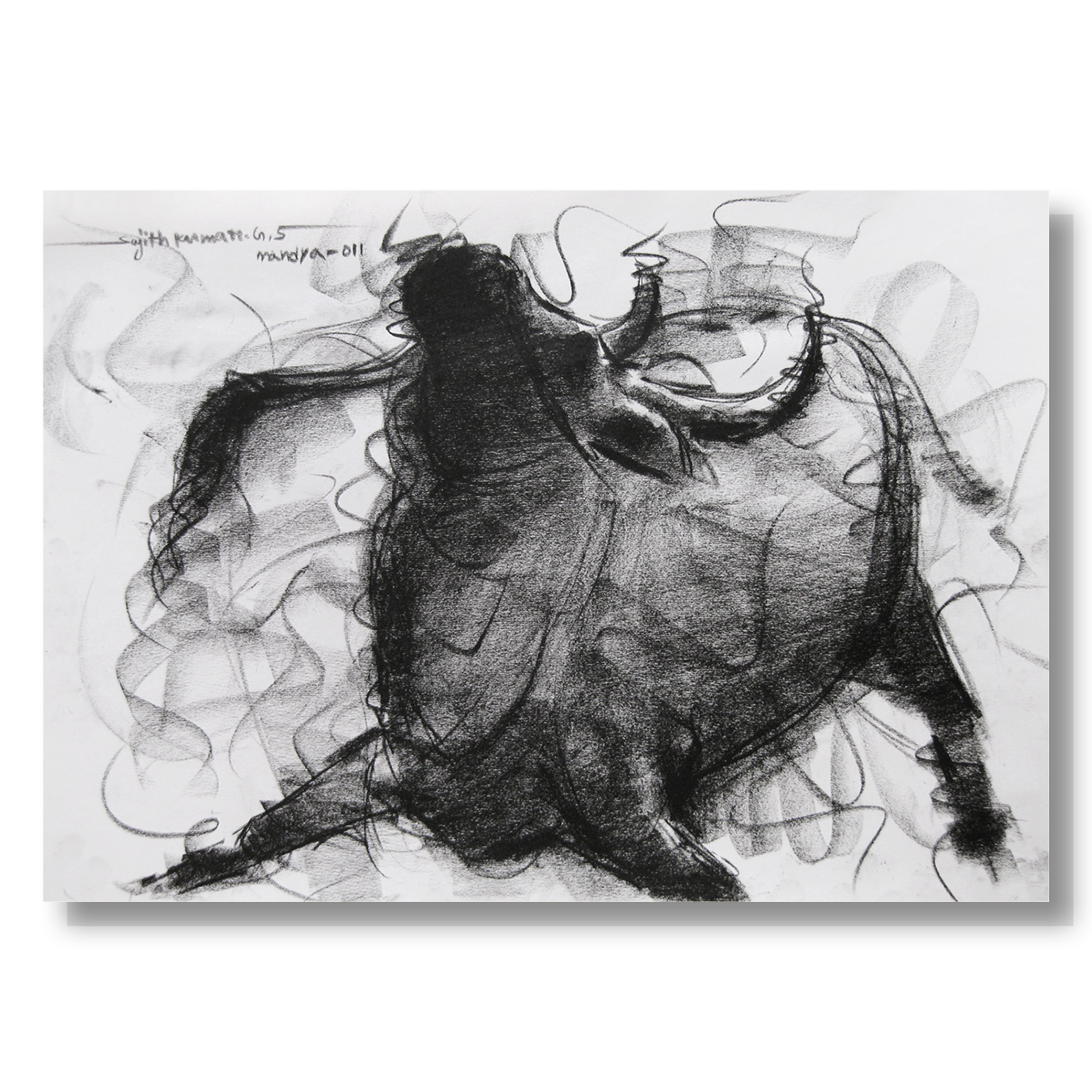 Bull Drawing-009 - SUJITH KUMAR GS MANDYA Art Studio Gallery (SKGSM Art Studio Gallery)
