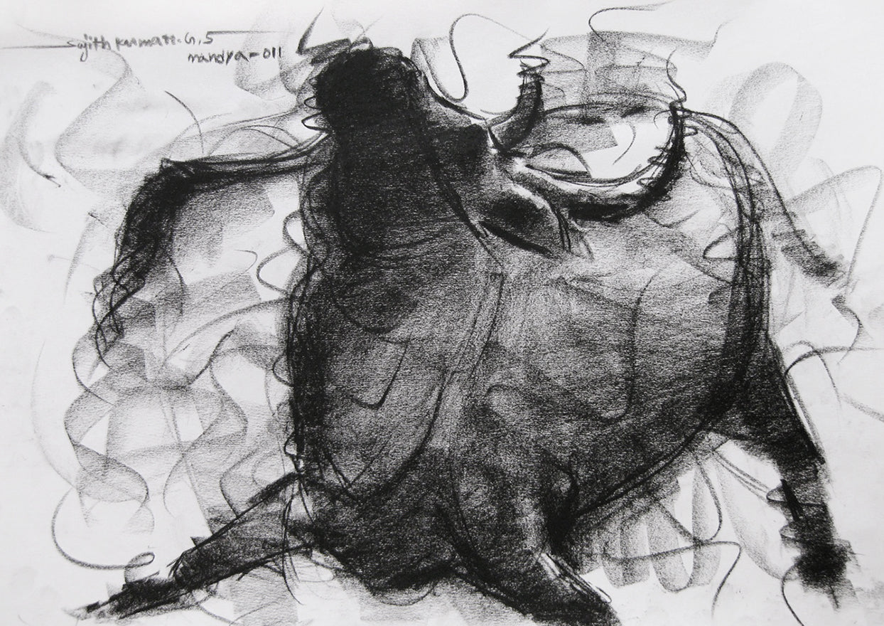 Bull Drawing-009 - SUJITH KUMAR GS MANDYA Art Studio Gallery (SKGSM Art Studio Gallery)
