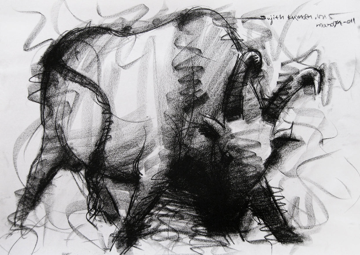 Bull Drawing-010 - SUJITH KUMAR GS MANDYA Art Studio Gallery (SKGSM Art Studio Gallery)