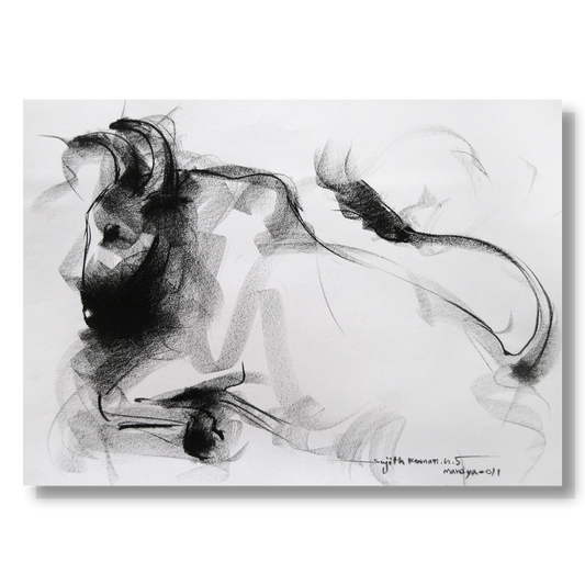 Bull Drawing-011 - SUJITH KUMAR GS MANDYA Art Studio Gallery (SKGSM Art Studio Gallery)