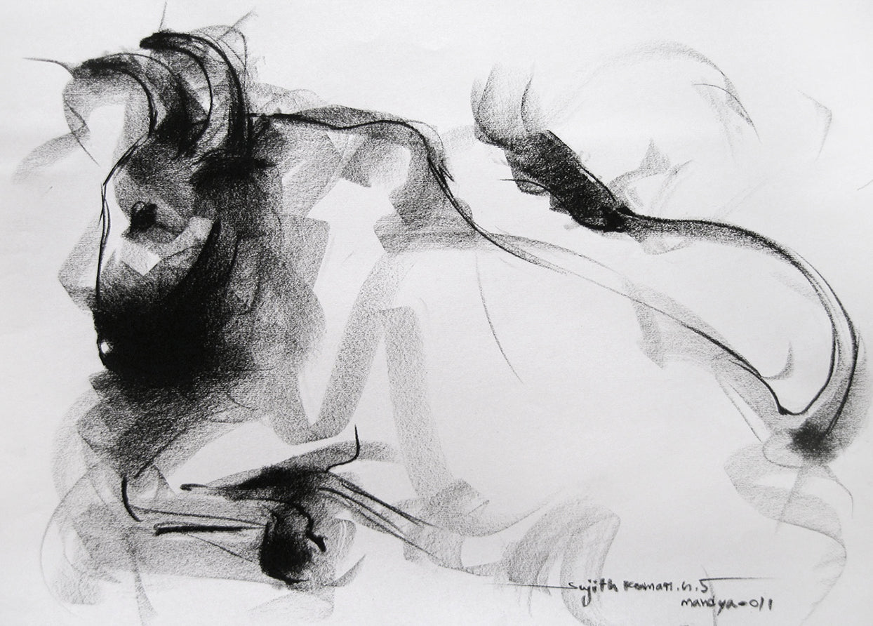Bull Drawing-011 - SUJITH KUMAR GS MANDYA Art Studio Gallery (SKGSM Art Studio Gallery)