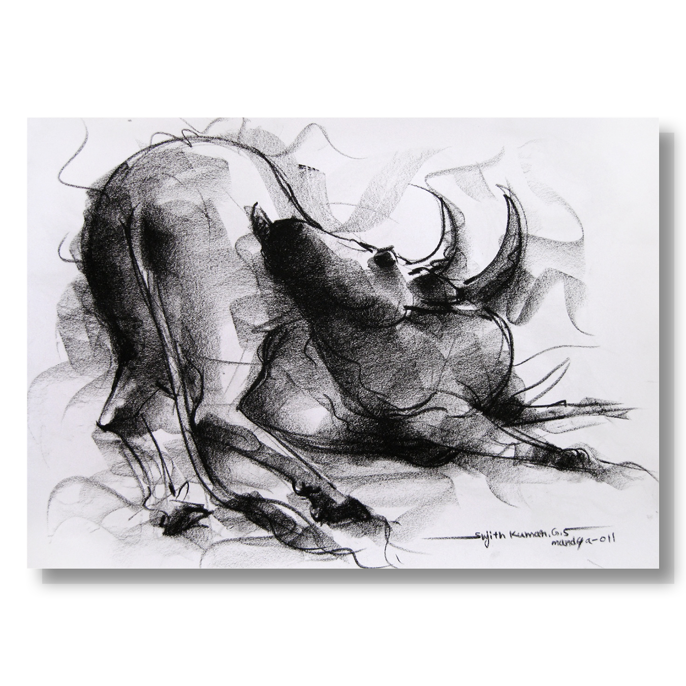 Bull Drawing-012 - SUJITH KUMAR GS MANDYA Art Studio Gallery (SKGSM Art Studio Gallery)